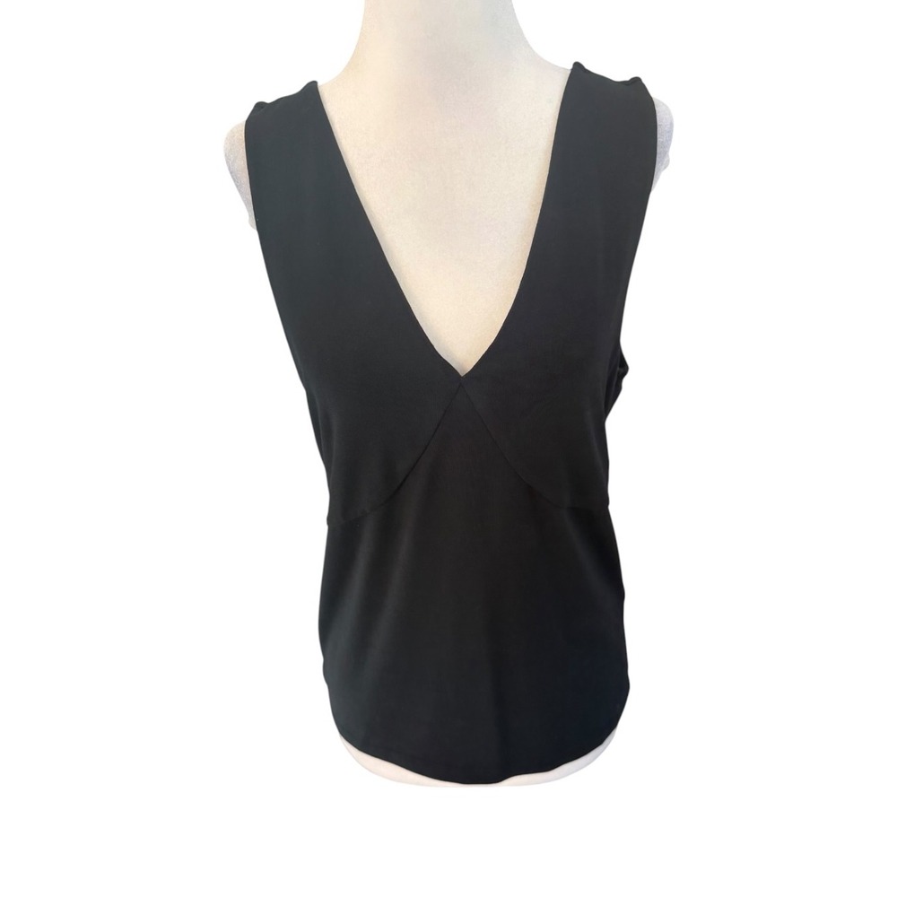 J.Crew Womens Black V-Neck Sleeveless Knit Top CI024 Size Medium NWT